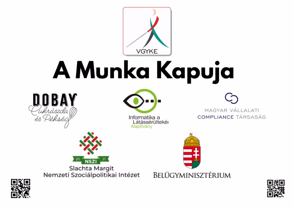 A Munka Kapuja program támogatóinak logói